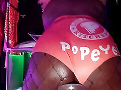 Popeye&039;s Cashier turn Pornstar - Ebony slut Riding Fuck machine