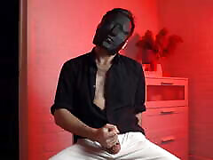 Masked handsome man Noel Dero watches kinky perfect tight boot fuck and jerks off. Loud moans and orgasm of a young guy.