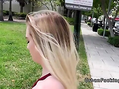 American Blonde Sucking Outdoor In Public deep Throat