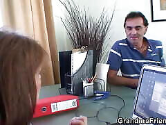 Two guys share 60 years old free scener lady