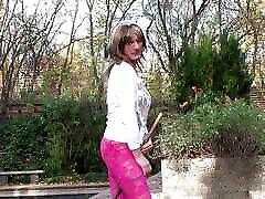 The Horny Gardener - crazy fucking shaking cumshot in pink lace
