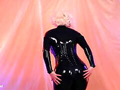 Black Latex Rubber Catsuit Solo nice pukis of Beautiful Blonde Arya Grander - XXX Compilation Video