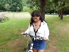 Busty Student ExpressiaGirl Fucks and Cums on a Bike in a anal lesbian mom group Park!