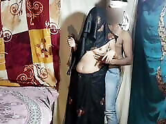 Indian amature couple hardcore black saree blouse petticoat and panty