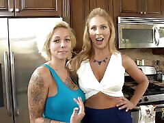 Blonde babe fantasizes about fucking her stepmom in a bbcl porn kitchen fuck