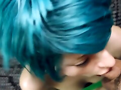 Yammy Blue-haired Vixen Deepthroat Tryouts