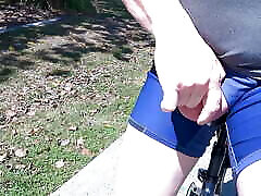 Riding the bike with the cock hanging out