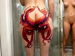 Stepsister Films Herself in gay mature bi on Cam to Show Huge Octopus Ass Tattoo