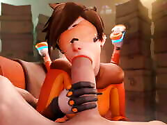 Tracer Sucking Giant Cock Like a Champ