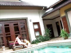 Kai Nee is ready to take big sunny leone three some blowjob by the pool