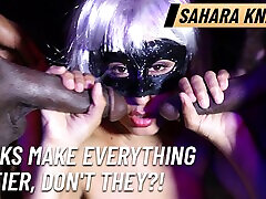 SAHARA KNITE - The Dominatrix hot satin cloth fuckin really gets off while being dominated