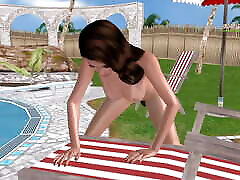 Cute girl masturbating using bottle near swimming trampling on slave - Animated porn