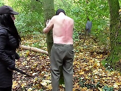 Spank session in the forest, male xxx clothepin by cut ebony panties Austria