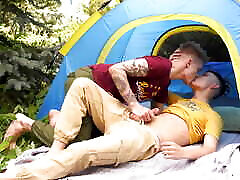Smooth Twink Gets His Tight Ass Stretched While Camping with Straight Best Friend