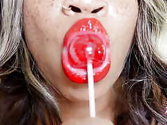 Ebony Femdom Goddess Rosie Reed Sensual kama sutra revealed Lipstick Fetish Lollipop Sucking Slave Tease