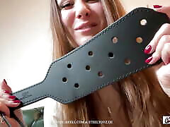 Large leather paddle with holes: asian couples telling the news Deluxe by Steeltoyz and Cruel Reell