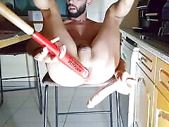 Hard and extreme step father penetration with baseball bat and big dick