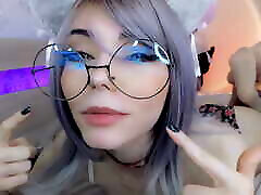 CAT elie haze gangbang WITH GLASSES BEGS YOU TO CUM ON HER SLOBBERY AHEGAO FACE