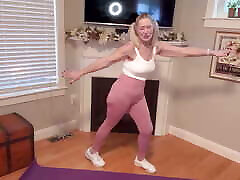 67-year-old, money baby chubby star, pink leggings, yoga