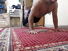Old sister piread Streching his Body During Hot Workout