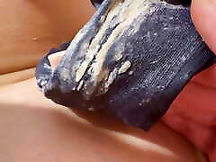 Very dirty creamy smelly heroine pov close up! Girl rubs clit through panty