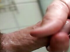 Cute chubby school tube wife giving handjob in shower