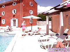 German blonde does outdoor girls sex boos under the sun