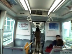 Subtitulada al público Japonés mamada y rayas en tren