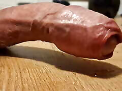 Amazing man inflating his dick after releasing the load.