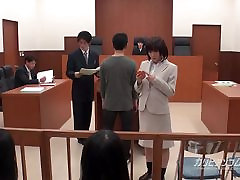 asian lawyer having to hand job in the court