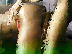 Black porn star in red lingerie take big cock on the chair