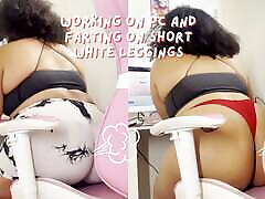 BBW Working on Pc and Farting on Short White Leggings BBW Working on Pc and Farting on Short White Leggings