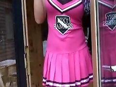 Slutty blonde schoolgirl cheerleader loves to suck and fuck