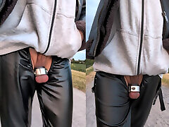 Man presents his balls & ballstretcher in public