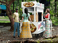A young girl fucked by a street food snacks shopkeeper Panipuri guy fucked young girl in the jungle
