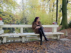 Shemale Mistress NaomiPerv relaxing in the fall woods while enjoying a smoke!