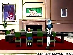 Gospodyni serwuje duży członek anime sex Oralny