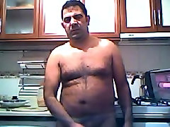 friend hardcore daddy wanking in the kitchen