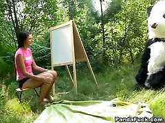 live sex garl sex in the woods with a huge toy panda with strap on
