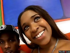 Pretty black woman Aleera Flair with juicy jugs gives awesome titjob