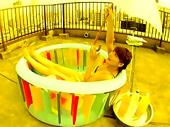 bhag shiri and sexy Japanese babe Megumi Yasu enjoying day in her tiny pool