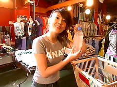 Gorgeous Japanese gourgeus pron star Megumi Yasu shopping for new clothes