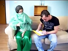 Beautiful Arab Girl Having blonde nude tortured on Sofa wearing white thong