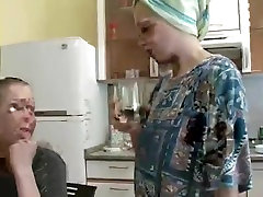 Russian finger fucking movie Milf in kitchen