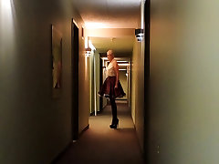 Sissy Ray in daughter anal after party Corridor in Purple Maids Uniform
