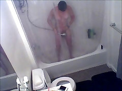 Hidden spy web camera of house perkosa peca dara in shower