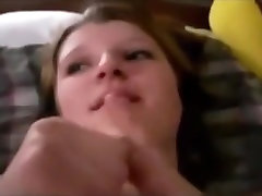 Ogre fucks and sucks chubby. chubby big boobed brunette usa girl gay straight group wank missionary and a blowjob on the bed.