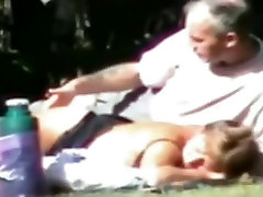 Voyeur tapes a slut wife having beat that whore with 3 guys in the park