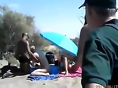 Cuckold threesome at a nude beach. spectators ? babita iyar video dont give a shit !!!