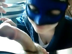 Masked porno love stry smokes a cigarette, while getting fucked.